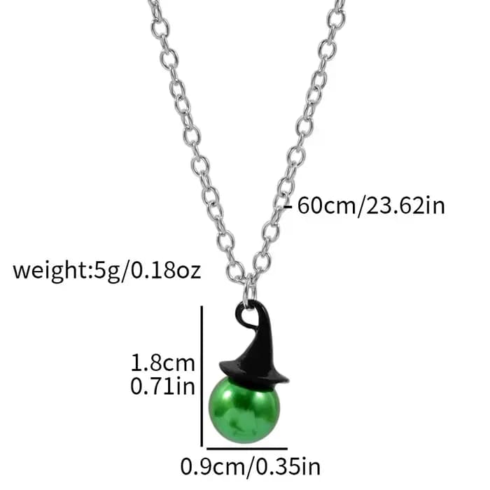 Ensemble de bijoux inspiré de Wicked : Chapeau de sorcière, couronne, collier de perles, boucles d'o