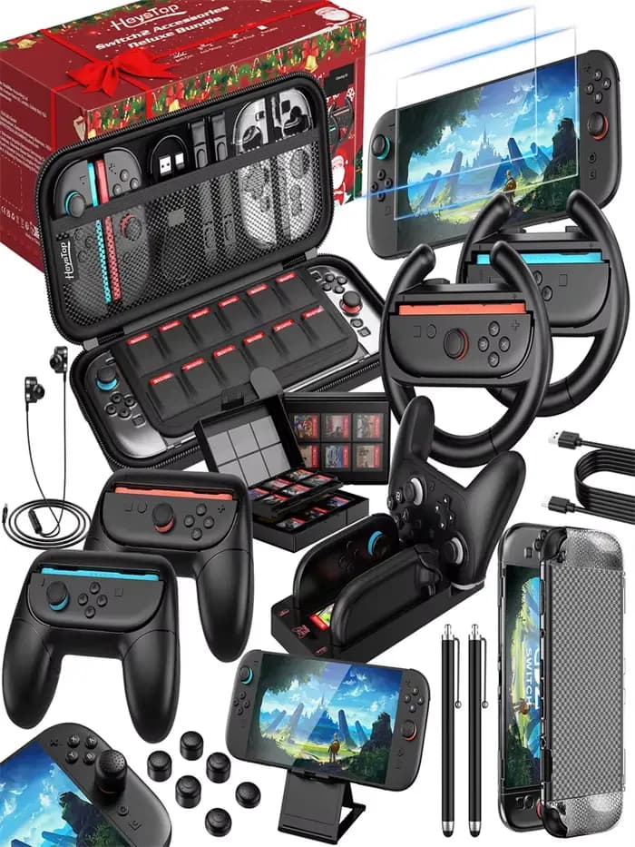 21 en 1 pour Switch 2 étui accessoires paquet cadeau, 2025 Switch 2 EVA Bundle Kit pour noël, Hallow