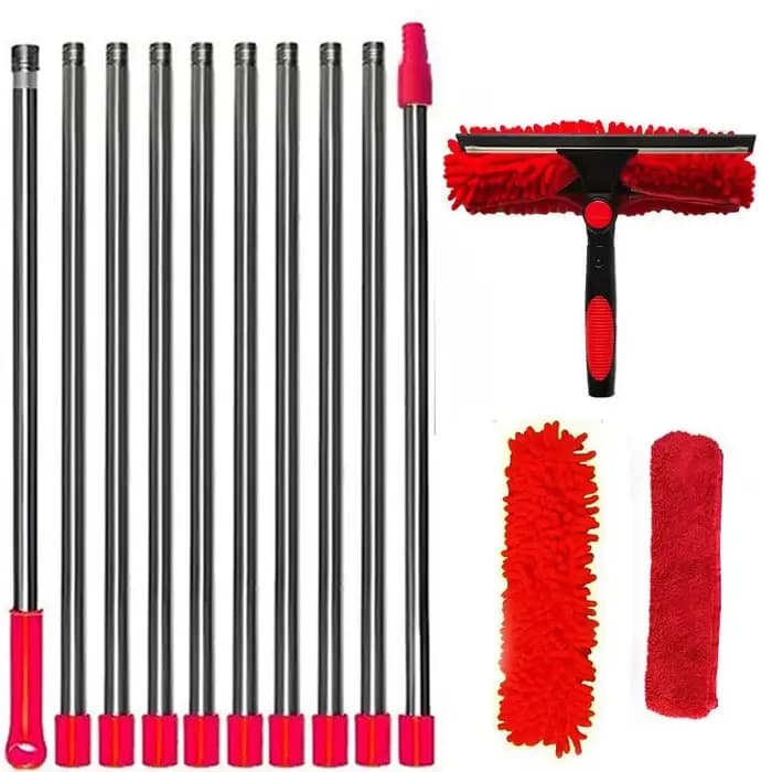 Kit de nettoyage de vitres étendu 100-420CM, 2 en 1, nettoyeur de raclette de verre Double face, vad