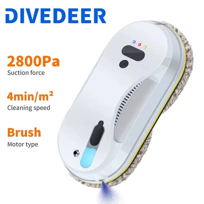 DIVEDEER Robot de nettoyage de vitres intelligent sans pulvérisation, blanc/noir, pour la maison, ne