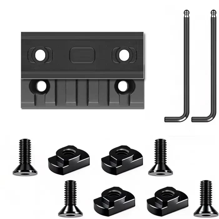 Jeu de rails Picatinny en aluminium noir, 5 emplacements, 2 pièces avec 4 écrous en T, 4 vis et 2 cl