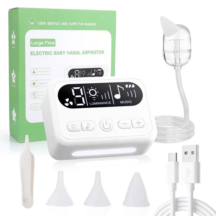 Nettoyeur nasal électrique avec musique et lumière douce, aspirateur nasal électrique puissant et sû