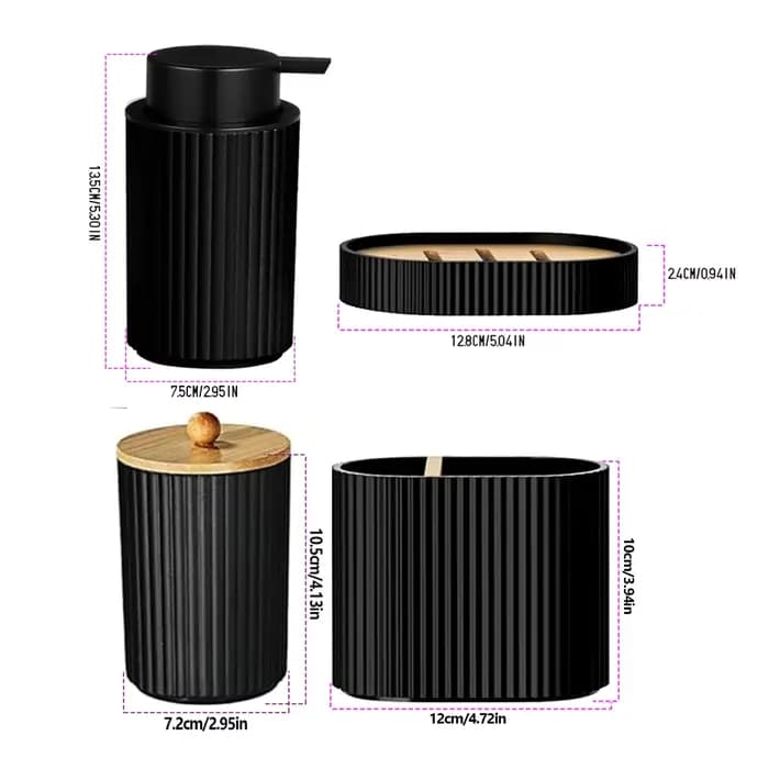 1 ensemble d'accessoires de salle de bain, porte-brosse à dents de bain noir, distributeur de savon 