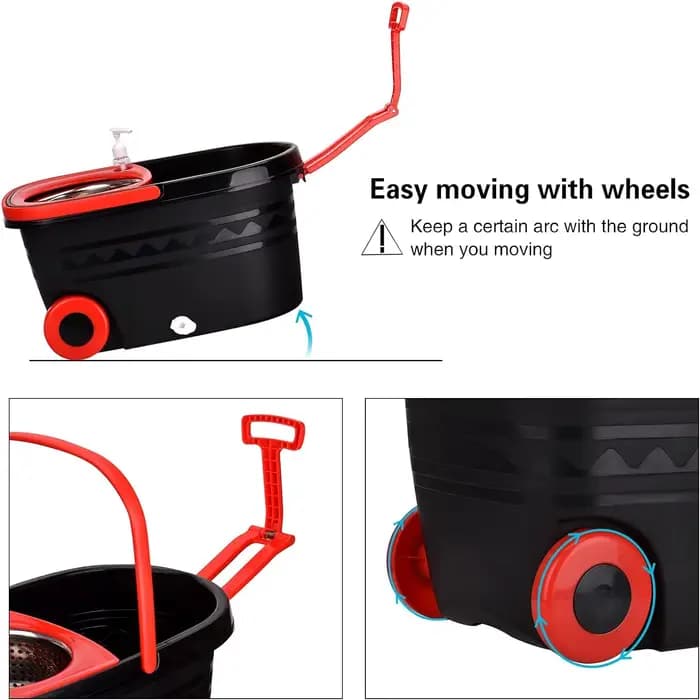 Ensembles de seaux à vadrouille rotative 360 °   Système de nettoyage de sol rotatif avec 3 têtes de