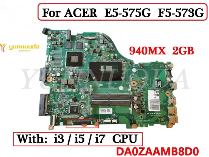 DA0ZAAMB8D0 pour Acer Aspire E5-575 F5-573 E5-575G F5-573G carte mère d'ordinateur portable avec i3 