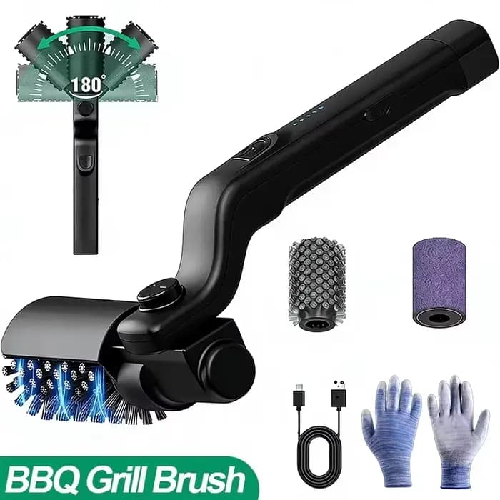 Brosse de nettoyage électrique sans fil pour barbecue, brosse rotative en acier inoxydable pour gril