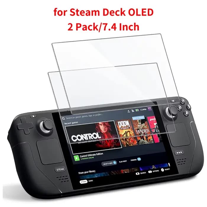Paquet de 2 protecteurs d'écran pour Steam Deck OLED 7.4 pouces anti-rayures HD film de verre trempé