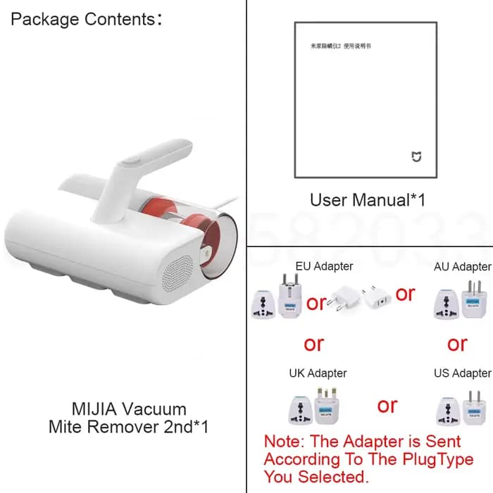 Aspirateur anti-acariens MIJIA 2, avec lumière UV-C, aspirateur pour matelas, aspiration 12Kpa, anti