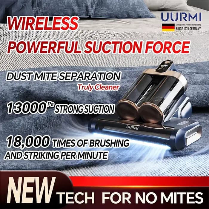 UURMI – aspirateur à matelas sans fil, forte aspiration 13000Pa, stérilisation ultrasonique UV, 1800