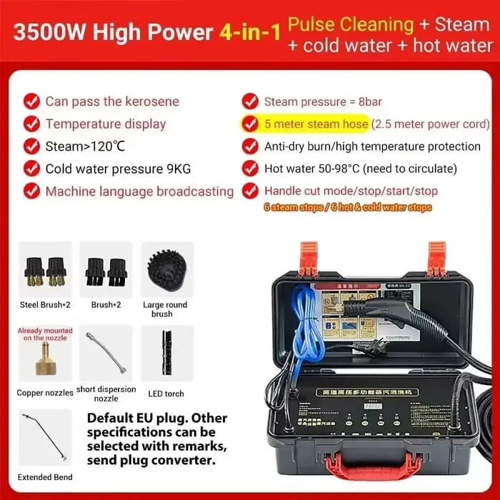 DIVEDEER 3000W nettoyeur à vapeur haute température climatisation hotte de cuisine voiture avec dési