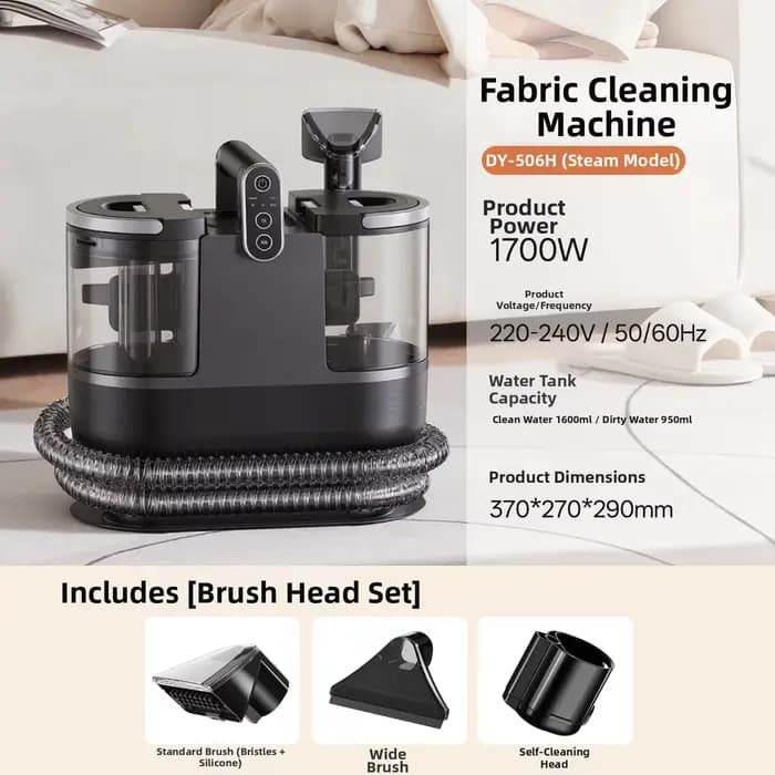 Nettoyeur vapeur portable pour tissus, laveur multi-usages pour canapé, rideaux et matelas, 1500W, p