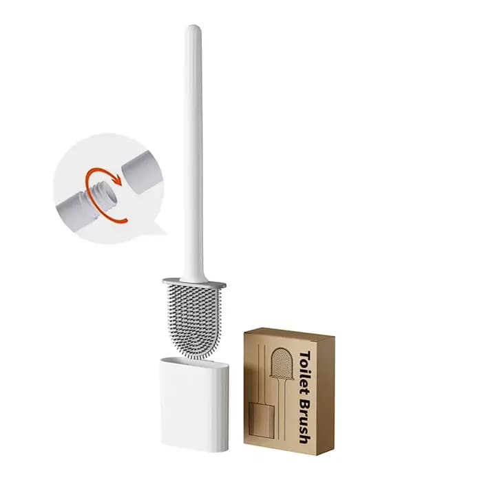 Brosse de toilette souple à poils flexibles, mini brosse WC en silicone, support mural étanche, outi