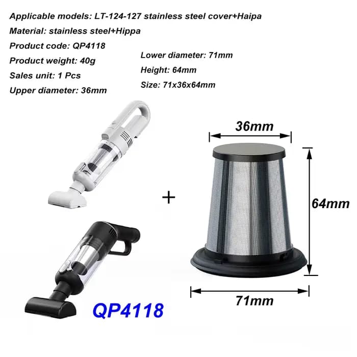 Élément filtrant pour aspirateur à capot en acier inoxydable, pour couvercle en acier inoxydable T-1