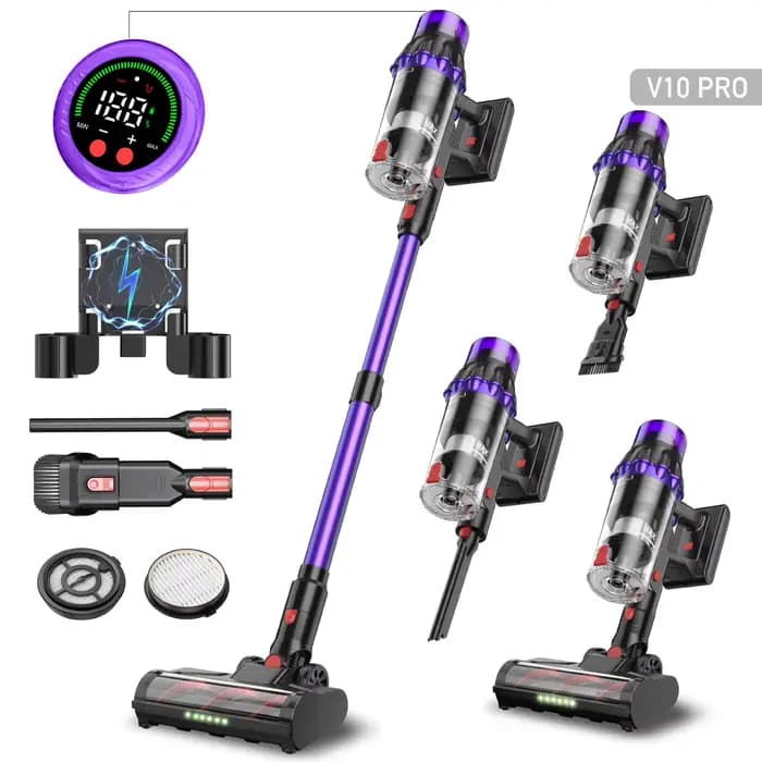 Aspirateur sans fil V10 550W 35000PA – Moteur puissant sans balais, aspirateur domestique portatif