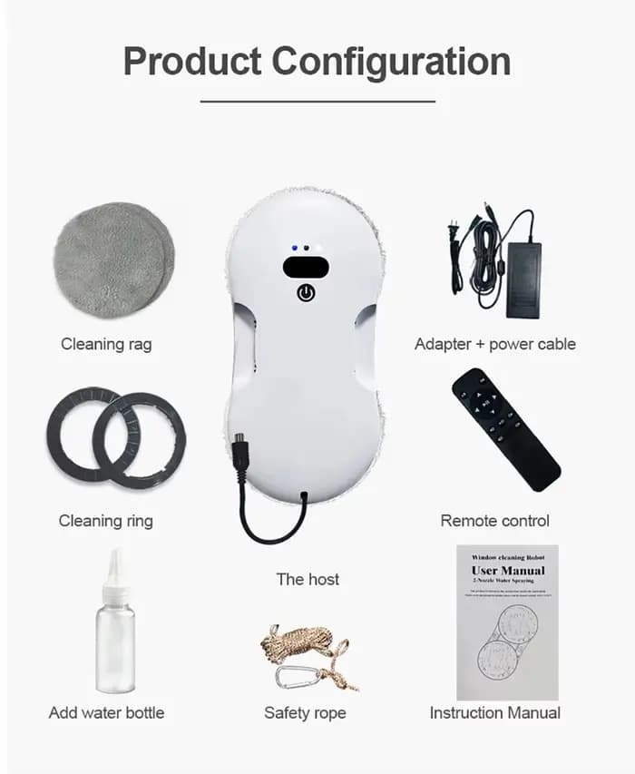 Robot nettoyeur de vitres intelligent, machine électrique de nettoyage de vitres avec télécommande p