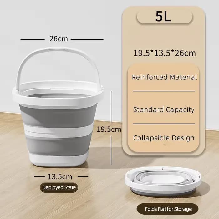 Seau à eau pliable – Essentiel pour la pêche, le camping et les voyages |   Seau pliable avec poigné