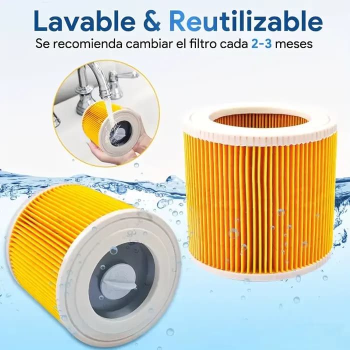Lot de 2 filtres pour aspirateur avec joint central |   Compatible avec les séries WD1, WD2, WD3, MV