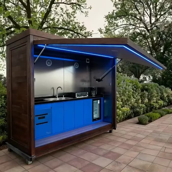 Cuisine extérieure personnalisable et durable avec barbecue et réfrigérateur pour le camping et l'us