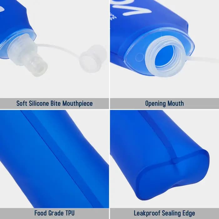Vexada-Bouteille d'eau d'hydratation pliable sans BPA, souple, pour la course en plein air, la randonnée et le cyclisme, 250ml / 500ml / 300ml / 380ml