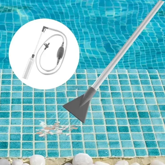 Aspirateur de piscine portatif, outil de nettoyage d'aquarium, valve réglable, détachable, sans fil, manuel, transparent, 2 buses