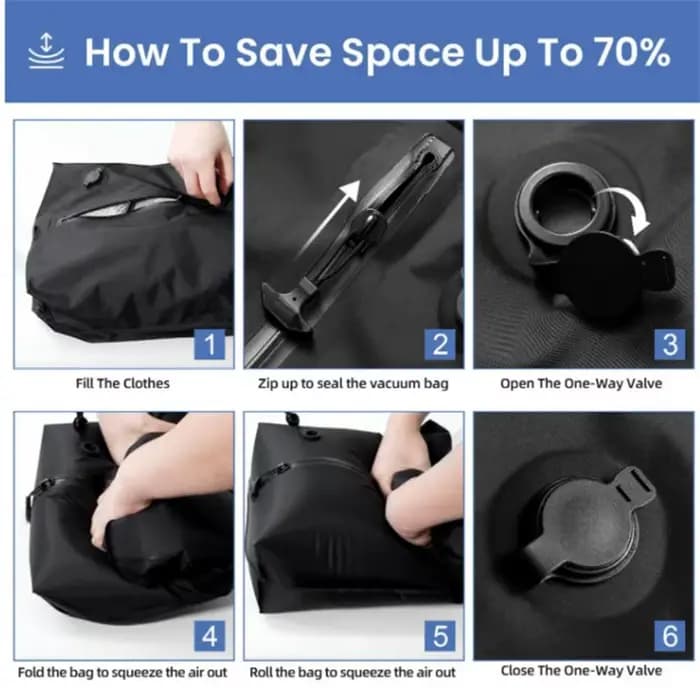 Sacs sous vide réutilisables pour voyage