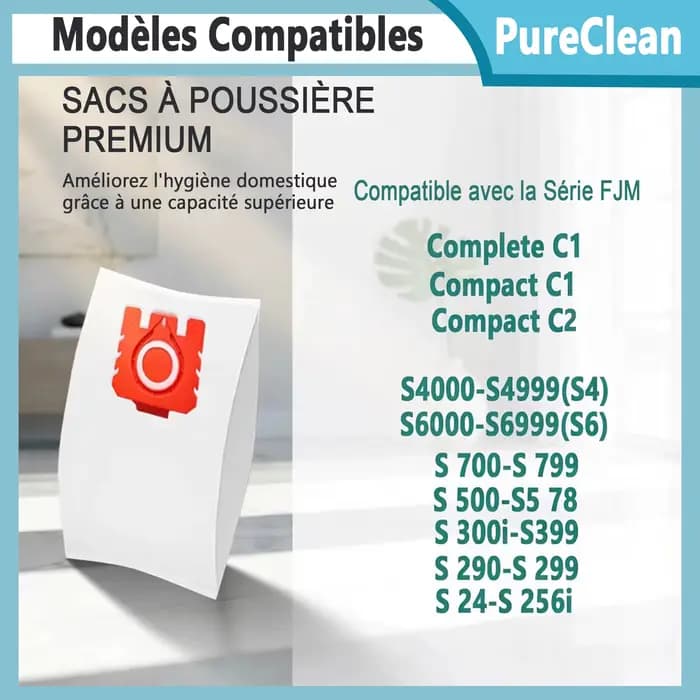 Sacs d'aspirateur FJM 3D Efficiency pour Miele Hoover Dust Bag Complete C1