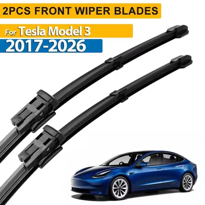 Balais d'essuie-glace avant LHD pour Tesla Model 3 2017-2026 – Nettoyage de pare-brise et vitres de voiture – Brosse anti-pluie 26"+19"