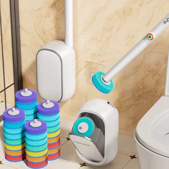 JOYBOS Brosse de toilette murale jetable avec support intégré et têtes