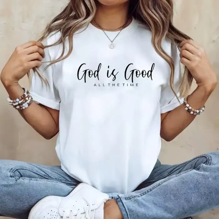 T-shirt chrétien inspirant avec verset biblique, T-shirt Jésus, haut décontracté à col rond pour femme