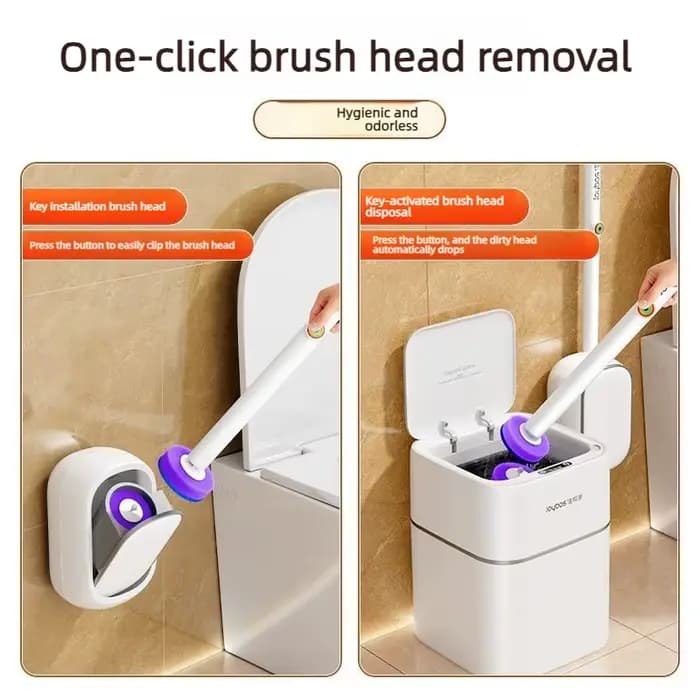 JOYBOS Brosse de toilette murale jetable avec support intégré et têtes