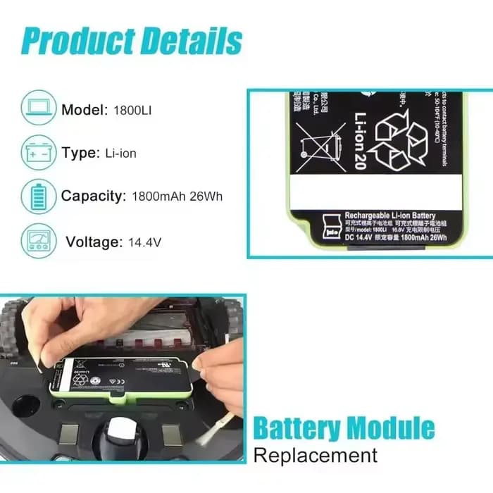 Original pour iRobot Roomba 14.4V 12800mAh batterie