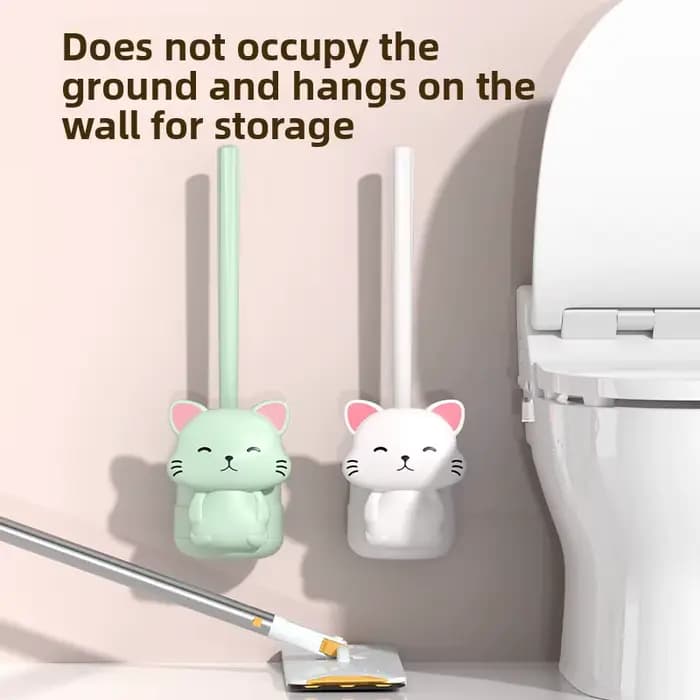 Ensemble de brosses de toilette murales en forme de chat mignon