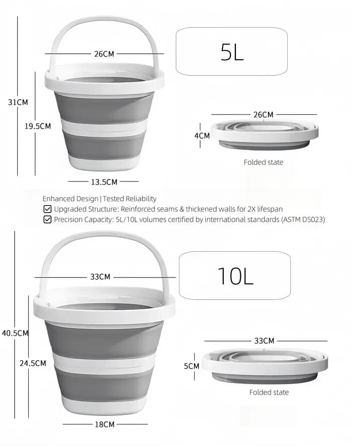 Seau à eau pliable – Essentiel pour la pêche