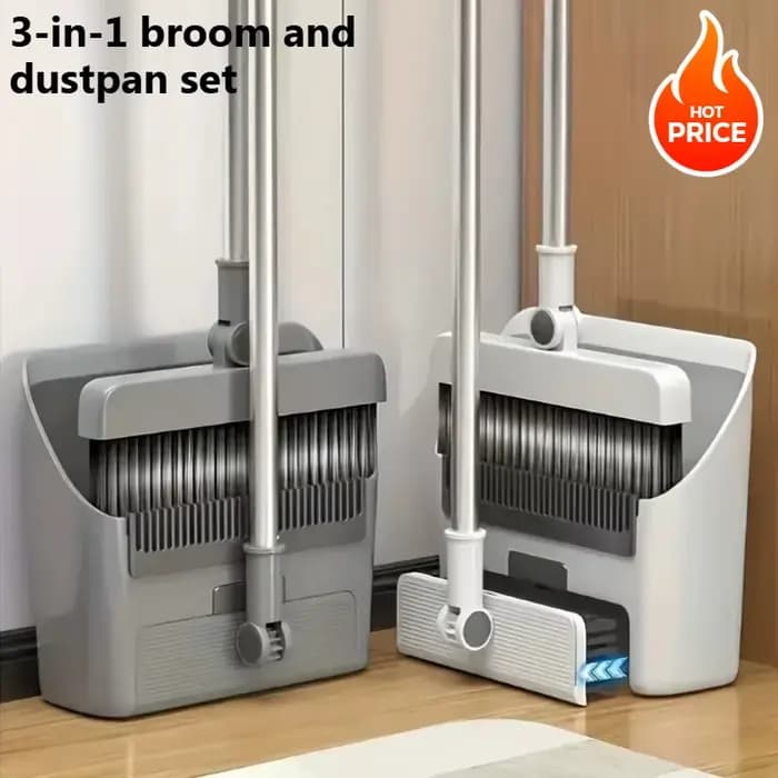 Nouvel ensemble balai et pelle 3-en-1 avec brosse pour les interstices
