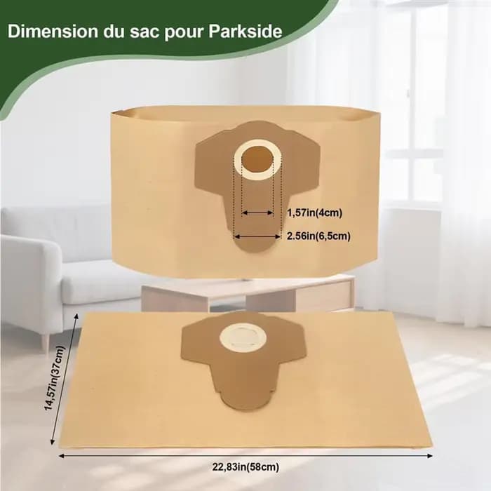 B59B-pour aspirateur Parkside 12 pièces de sacs de remplacement-PWD 25