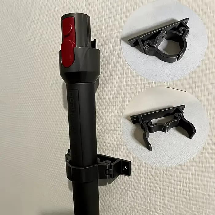 Support mural pour aspirateur avec deux trous de vis de 5,5 mm, support d'aspirateur peu encombrant avec crochets pratiques, cadeau idéal pour la maison