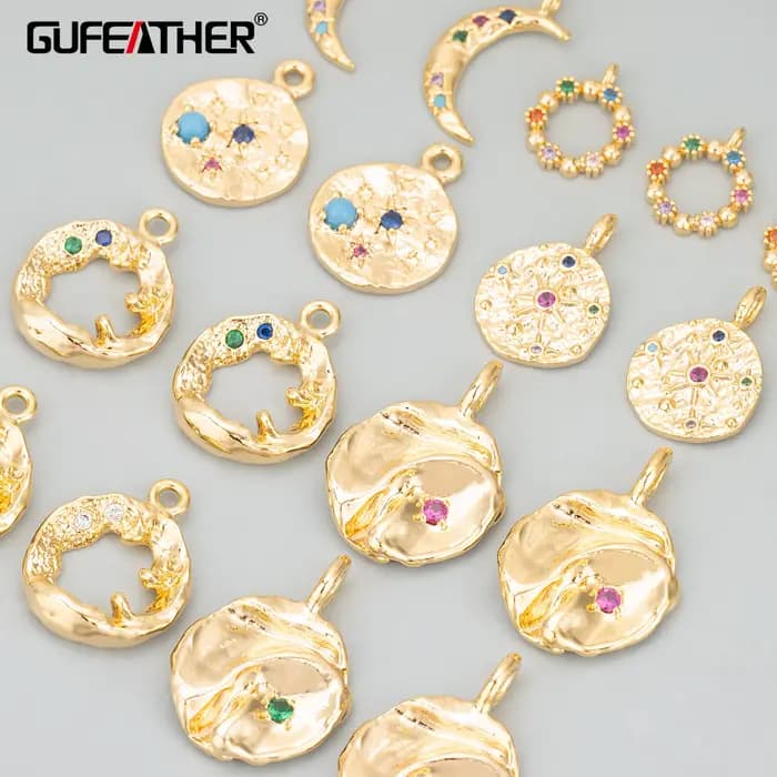 GUFEATHER MF03, accessoires de bijoux, plaqué or 18 carats, cuivre, sans nickel, fait à la main, breloques, fabrication de bijoux, pendentifs de bricolage, 6 pièces/lot