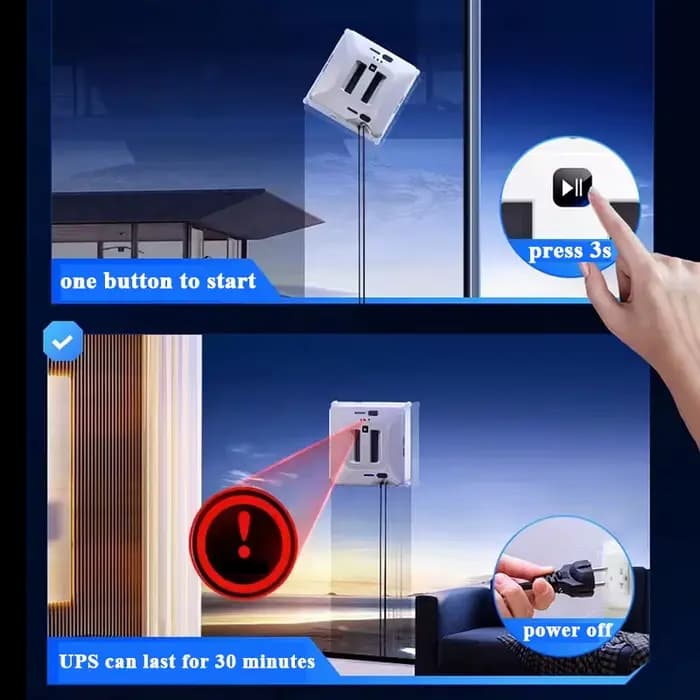 Robot nettoyeur de vitres avec pulvérisateur