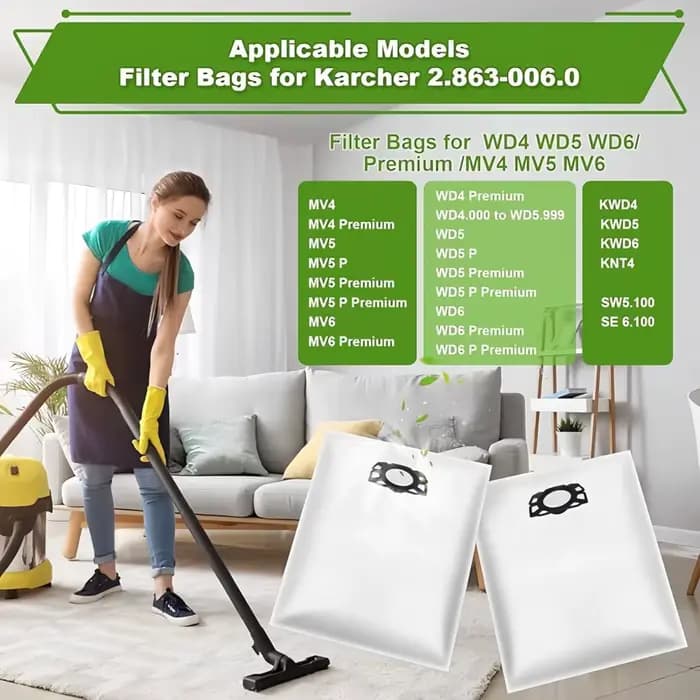 Sacs d'aspirateur pour aspirateur sec et humide Kärcher WD4 WD5 WD6 WD5P WD6P MV4 MV5 MV6