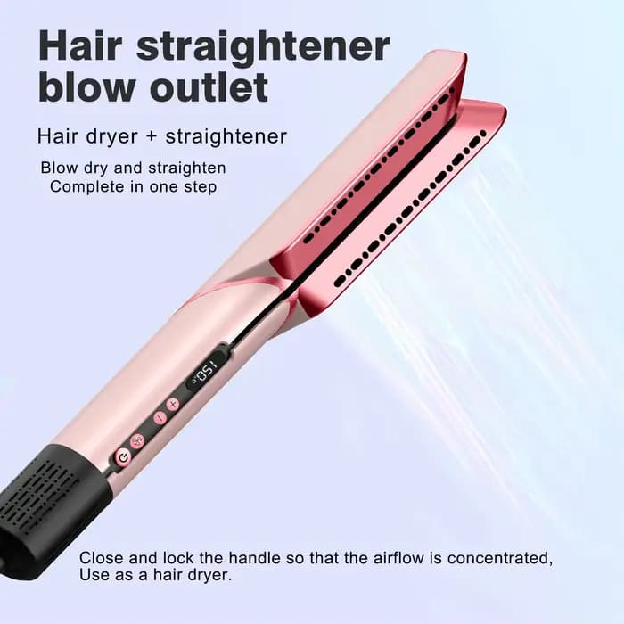 Lisseur et sèche-cheveux 2 en 1, lisseur à ions négatifs, utilisation sur cheveux secs et humides, moteur sans balais haute vitesse, brosse lissante