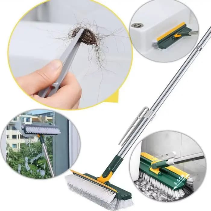 Brosse de nettoyage de sol 3-en-1 avec manche long