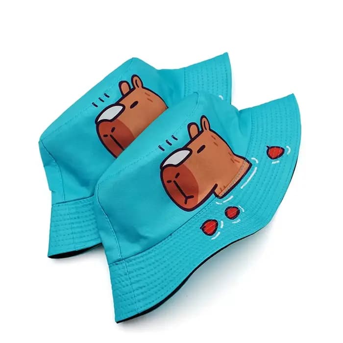 Bocca dessin animé Capybara seau chapeau motif d'impression animale pêcheur chapeaux mignon Double côtés Panama casquette crème solaire casquettes nouveau Style