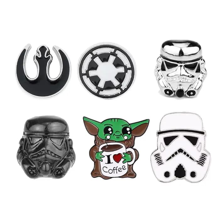 Épinglette en émail Star Wars - Figurine Mandalorian, Yoda, Bébé Stormtrooper, Badge en métal Kawaii, Broche, Bijou mignon, Accessoire de décoration