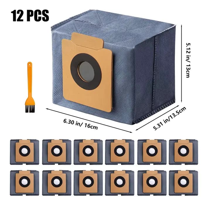 Paquet de 12 sacs à poussière pour aspirateur robot eufy X10 Pro Omni et X8 Pro avec station auto-vide