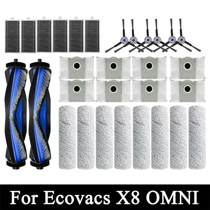Pièces de rechange pour aspirateur robot Ecovacs X8 Omni, brosses latérales principales, chiffons de nettoyage, filtres HEPA, sacs à poussière, accessoires