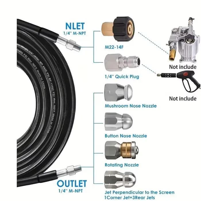Kit de Jetter d'égout 100 pieds pour nettoyeur haute pression