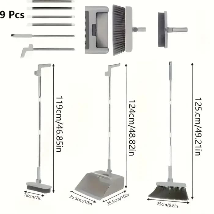 Ensemble balai et serpillière pliables 3-en-1