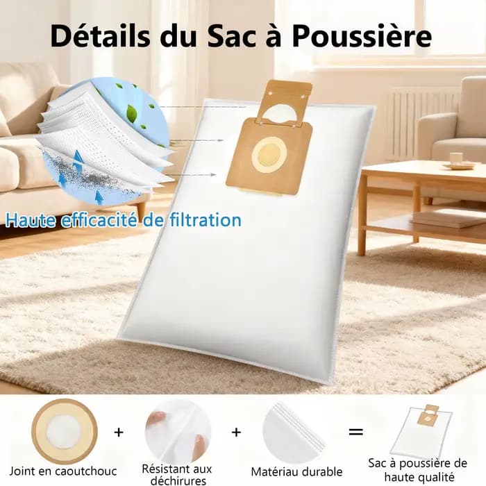 Sacs à poussière pour aspirateur Karcher série T7/1 T9/1 T10/1 T12/1