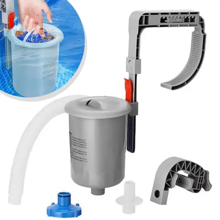 Écumoire de piscine mural flottant auto avec support réglable panier d'écumoire amovible pour débris