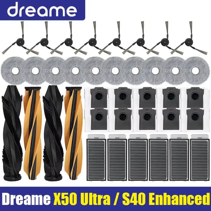 Dreame X50 Ultra / S40 édition améliorée pièces d'aspirateur rouleau principal brosse latérale filtre Hepa vadrouille sac à poussière en tissu